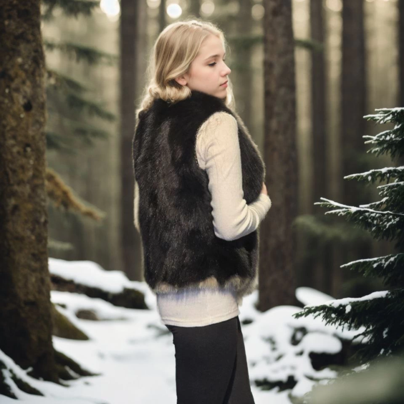 Kolsuz Fermuarlı Yelek - Siyah -