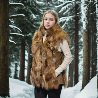 Kolsuz Hakiki Deri Kürk - Kahve -