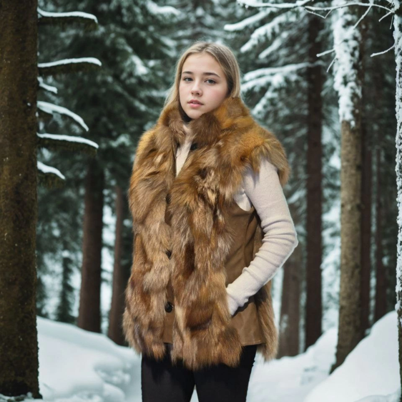 Kolsuz Hakiki Deri Kürk - Kahve -