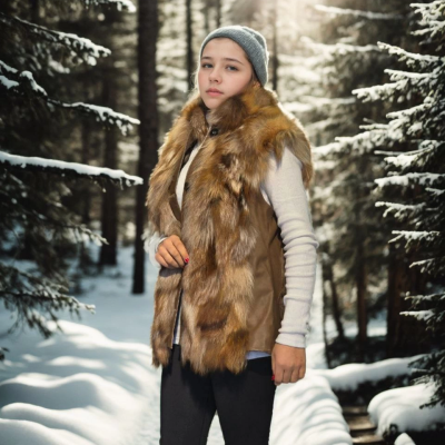 Kolsuz Hakiki Deri Kürk - Kahve -