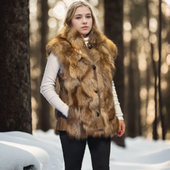 Kolsuz Hakiki Deri Kürk - Kahve -