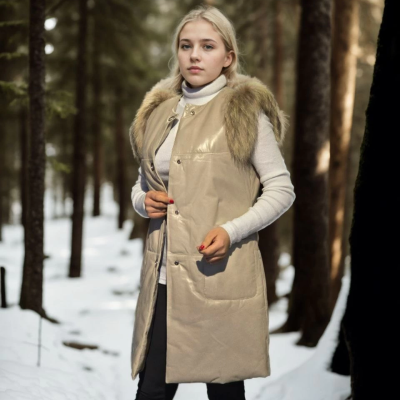 Kolsuz Hakiki Deri Kürk - Krem