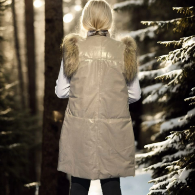 Kolsuz Hakiki Deri Kürk - Krem