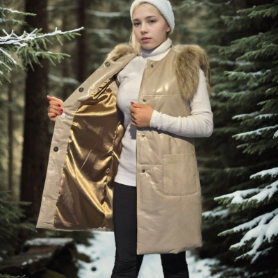 Kolsuz Hakiki Deri Kürk - Krem