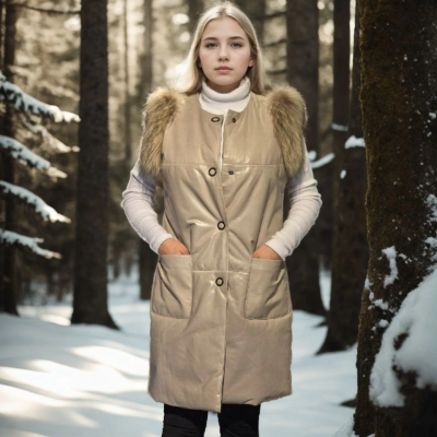 Kolsuz Hakiki Deri Kürk - Krem