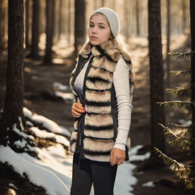 Kolsuz Hakiki Deri Kürk - Siyah -