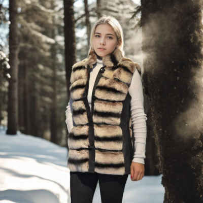 Kolsuz Hakiki Deri Kürk - Siyah -