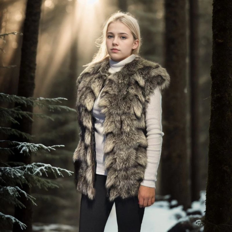 Kolsuz Hakiki Deri Kürk - Siyah -