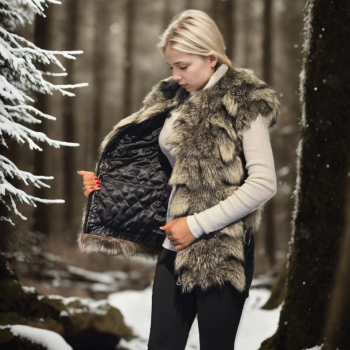 Kolsuz Hakiki Deri Kürk - Siyah -