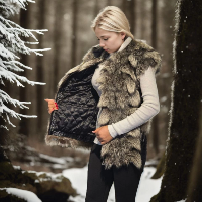 Kolsuz Hakiki Deri Kürk - Siyah -