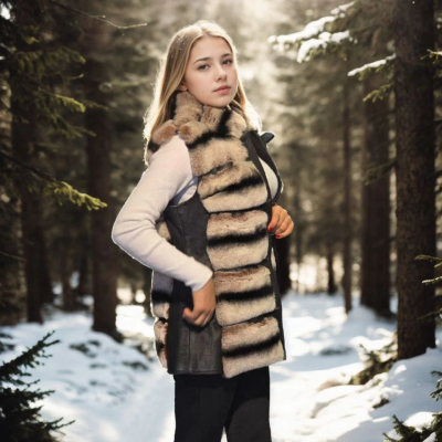 Kolsuz Hakiki Deri Kürk - Siyah -