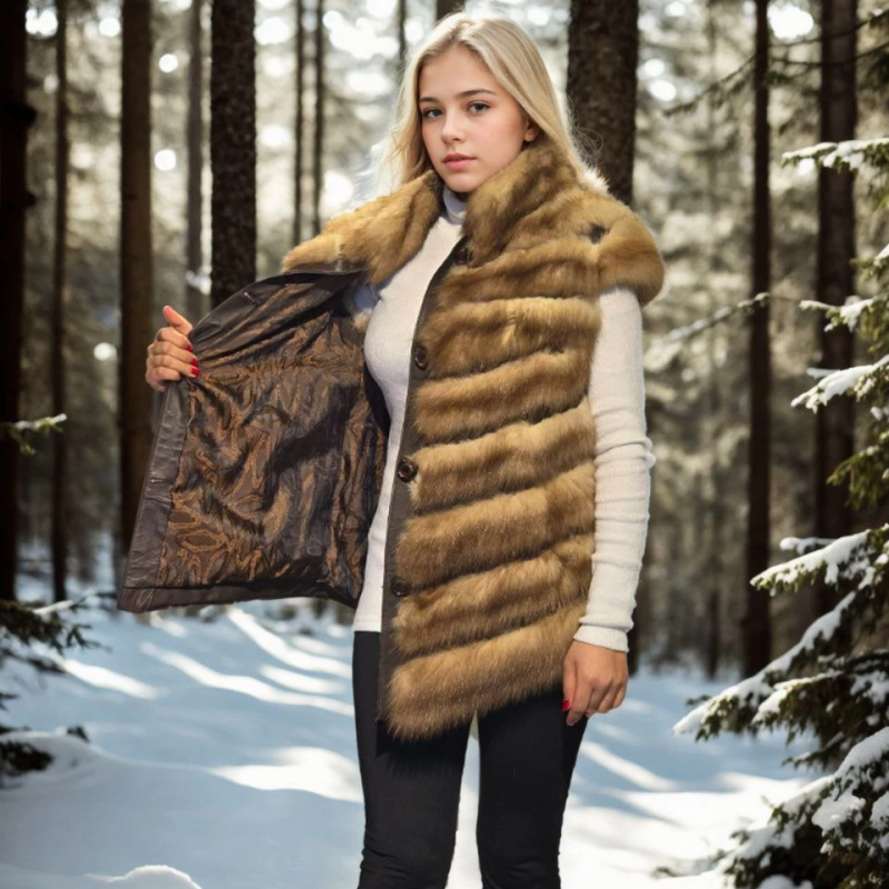 Kolsuz Hakiki Kürk - Kahve -