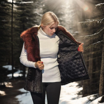 Kolsuz Hakiki Kürk - Siyah -