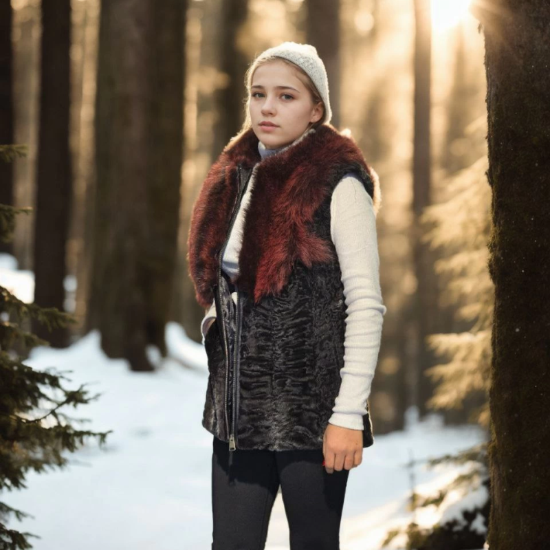 Kolsuz Hakiki Kürk - Siyah -