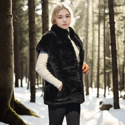 Kolsuz Hakiki Kürk - Siyah -