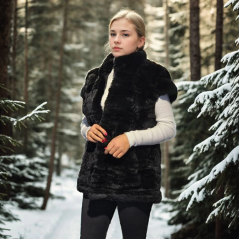 Kolsuz Hakiki Kürk - Siyah -