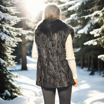 Kolsuz Hakiki Kürk - Siyah -