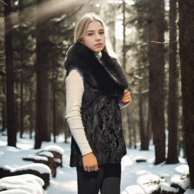 Kolsuz Hakiki Kürk - Siyah -