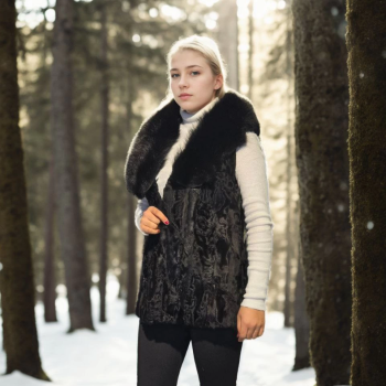 Kolsuz Hakiki Kürk - Siyah -