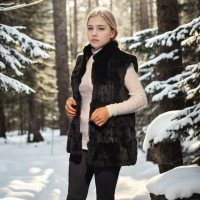 Kolsuz Hakiki Kürk - Siyah -