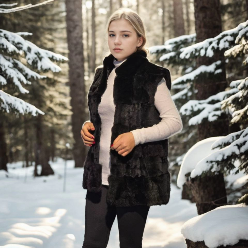 Kolsuz Hakiki Kürk - Siyah -