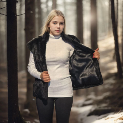 Kolsuz Hakiki Kürk - Siyah -