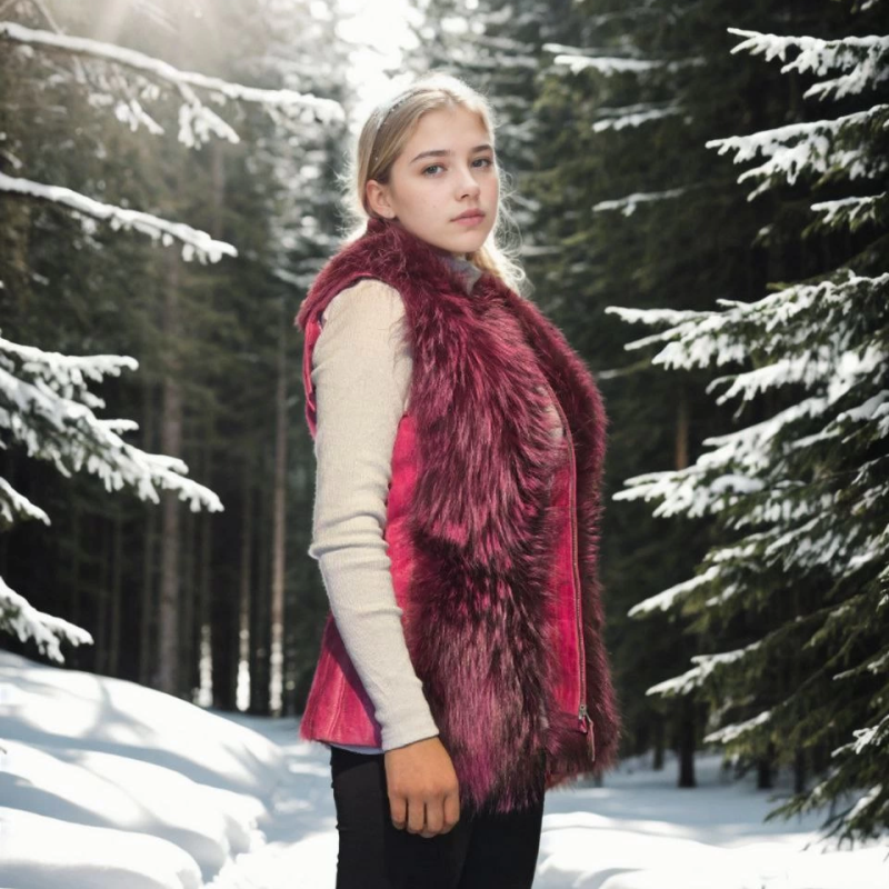 Kolsuz Hakiki Yelek - Fuşya -