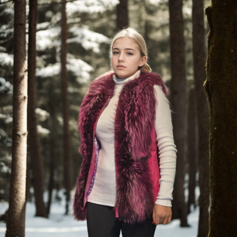 Kolsuz Hakiki Yelek - Fuşya -