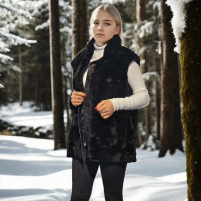 Kolsuz Hakiki Yelek - Siyah