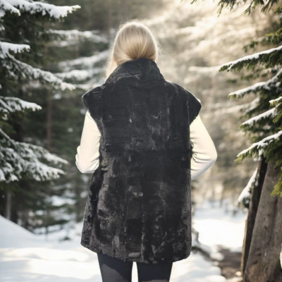 Kolsuz Hakiki Yelek - Siyah