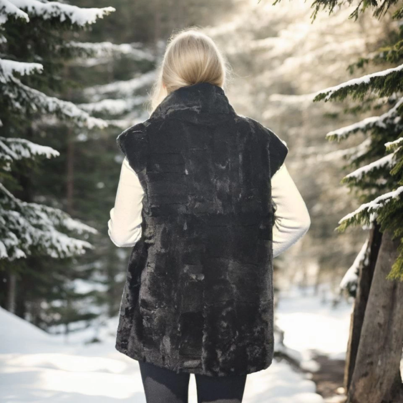 Kolsuz Hakiki Yelek - Siyah