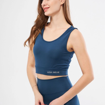 Kolsuz Sporcu Baskılı Crop - Turkuaz