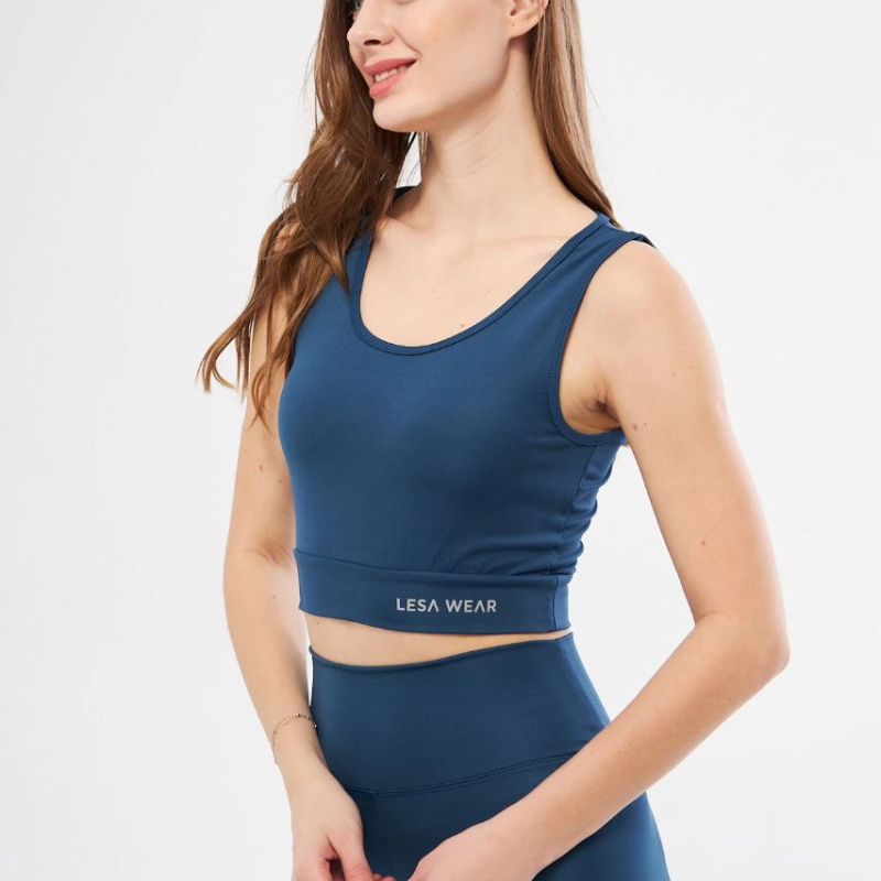 Kolsuz Sporcu Baskılı Crop - Turkuaz