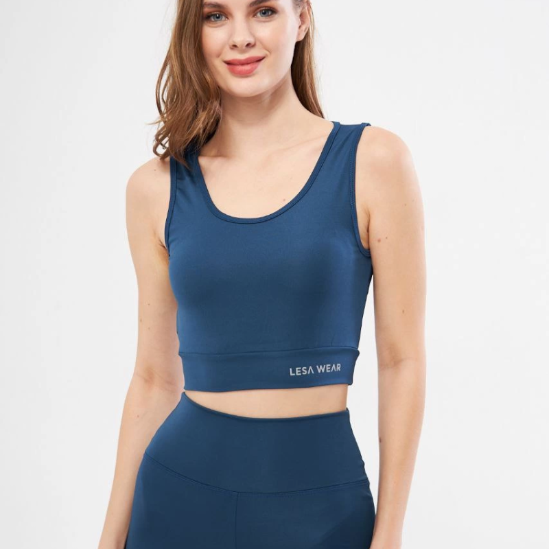 Kolsuz Sporcu Baskılı Crop - Turkuaz