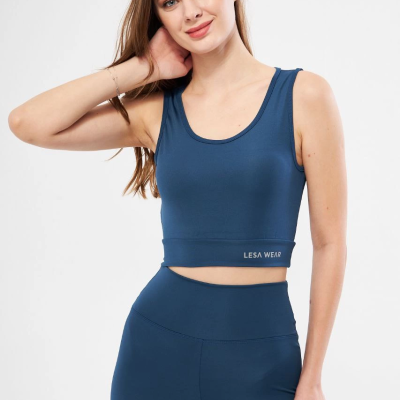 Kolsuz Sporcu Baskılı Crop - Turkuaz