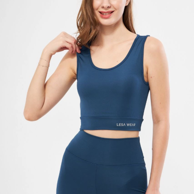 Kolsuz Sporcu Baskılı Crop - Turkuaz