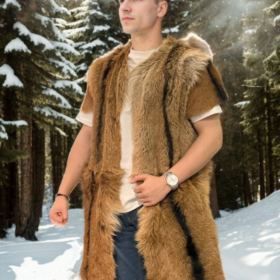 Kolsuz Uzun Yelek - Kahve -