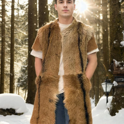 Kolsuz Uzun Yelek - Kahve -