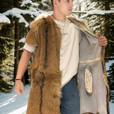 Kolsuz Uzun Yelek - Kahve -