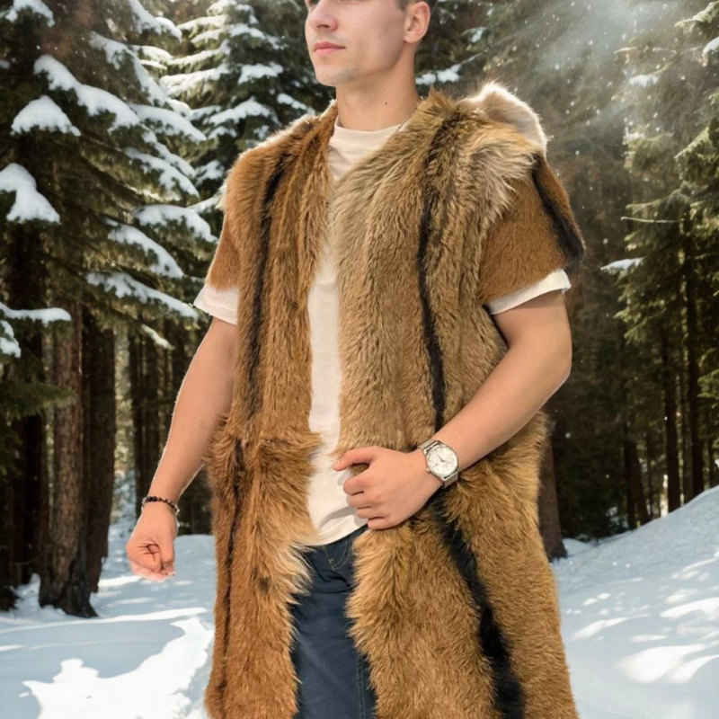 Kolsuz Uzun Yelek - Kahve -