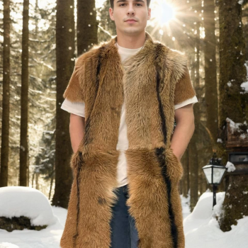 Kolsuz Uzun Yelek - Kahve -