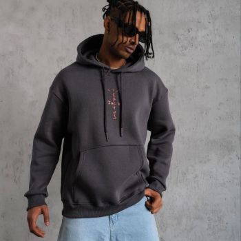 Kordonlu Arka Maske Kordon Saçlı Kapüşonlu - Füme