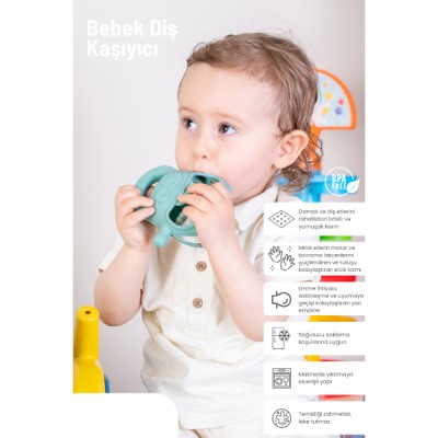 Koyu Yeşil Bebek Silikon Diş Kaşıyıcı 