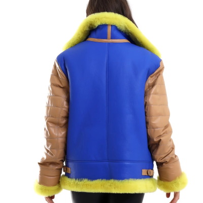 Koyun Derisi Pilot Hakiki Kürk - Sarı -