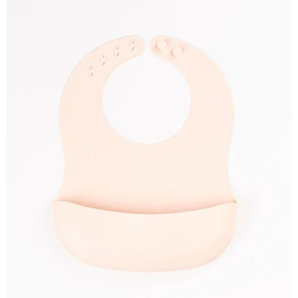 Krem Rengi 3’lü Silikon Yemek Seti – Önlük + Diş Kaşıyıcılı Kaşık + Vakumlu Tabak