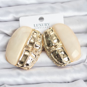 Krem Renk Pirinç Vintage Kadın Küpe