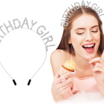 Kristal Taşlı Gümüş Birthday Girl Parti Tacı