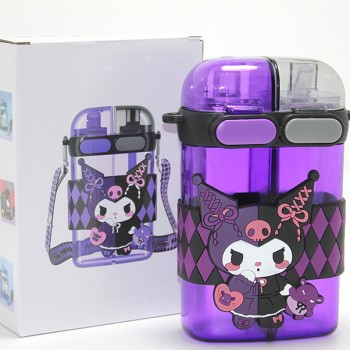 Kuromi Figürlü Çift Bölmeli Pipetli Suluk 