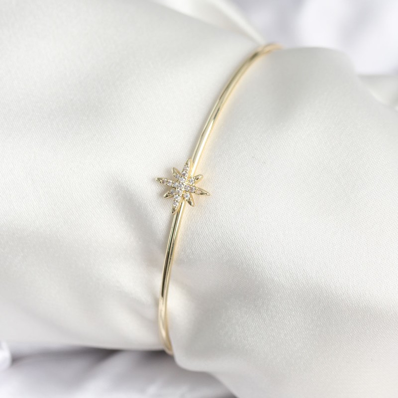 Kutup Yıldızı Figür Pirinç Gold Renk Kadın Bileklik