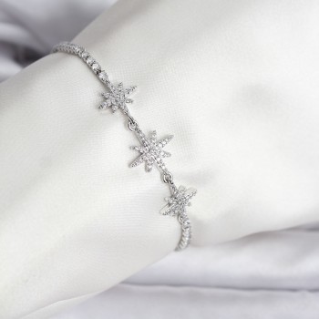 Kutup Yıldızı Model Zirkon Taşlı Gümüş Renk Su Yolu Kadın Bileklik